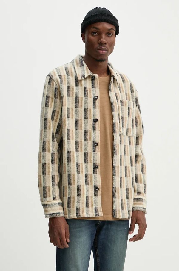 A.P.C. Vunena košulja A.P.C. surchemise stanley boja: bež, relaxed, s klasičnim ovratnikom, WVBDG.H02989