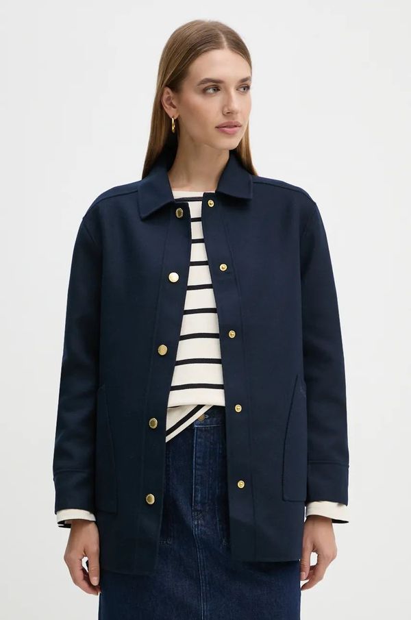 Barbour Vunena košulja-jakna Barbour boja: tamno plava, za prijelazno razdoblje, oversize, LOS0066