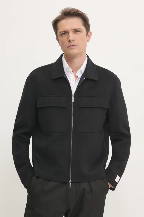 Calvin Klein Vunena košulja-jakna Calvin Klein boja: crna, za prijelazno razdoblje, K10K113955