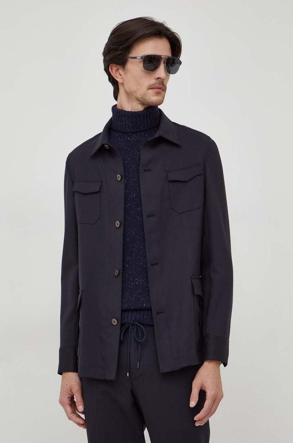 Michael Kors Vunena košulja Michael Kors boja: tamno plava, regular, s klasičnim ovratnikom