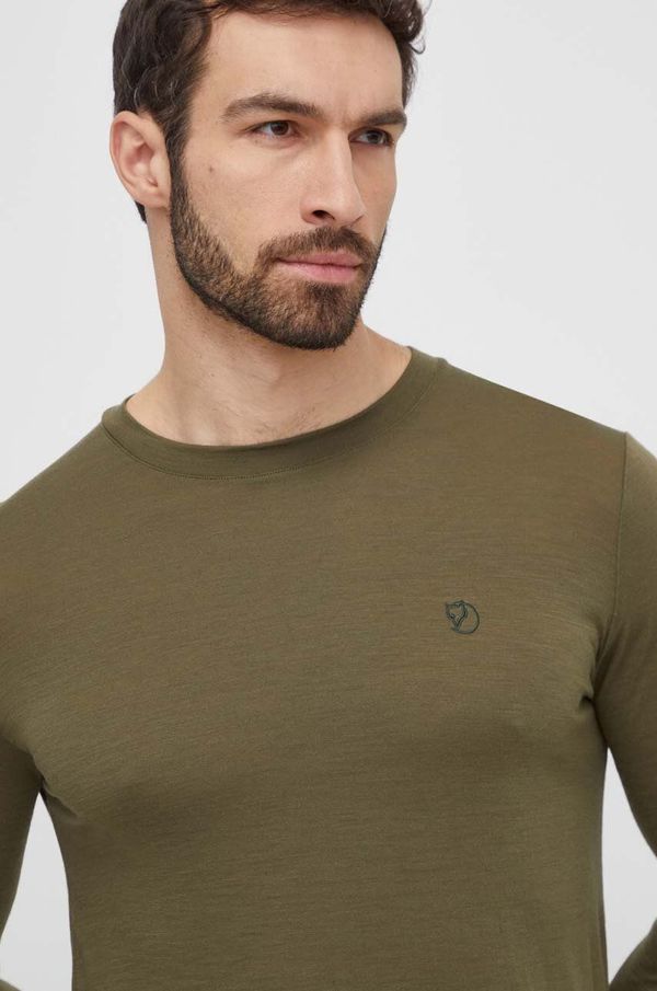 Fjallraven Vunena majica dugih rukava Fjallraven Abisko Wool boja: zelena, bez uzorka, F87194