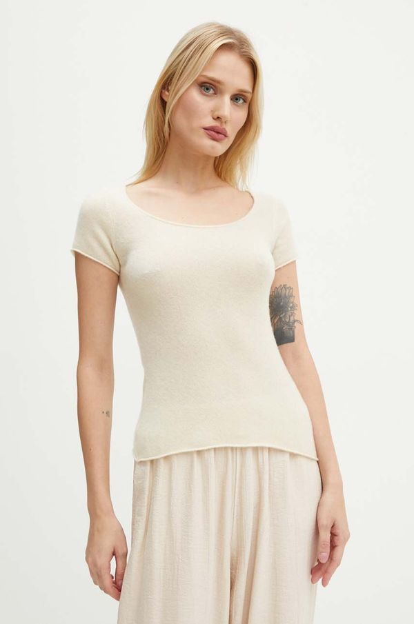 American Vintage Vunena majica kratkih rukava American Vintage boja: bež, RAX18CH24