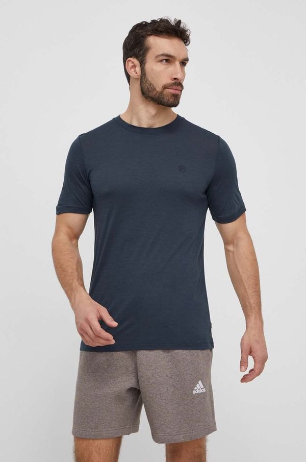 Fjallraven Vunena majica kratkih rukava Fjallraven Abisko Wool boja: tamno plava, bez uzorka, F87193