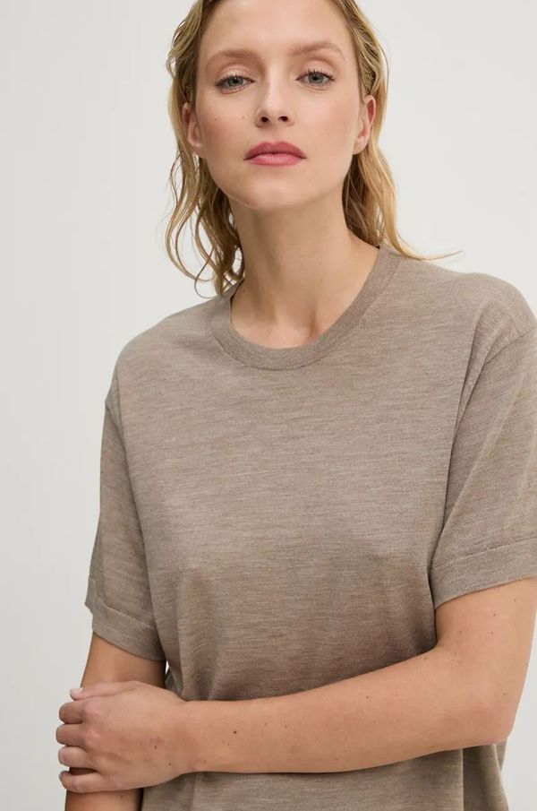 Theory Vunena majica kratkih rukava Theory boja: bež, O0711719