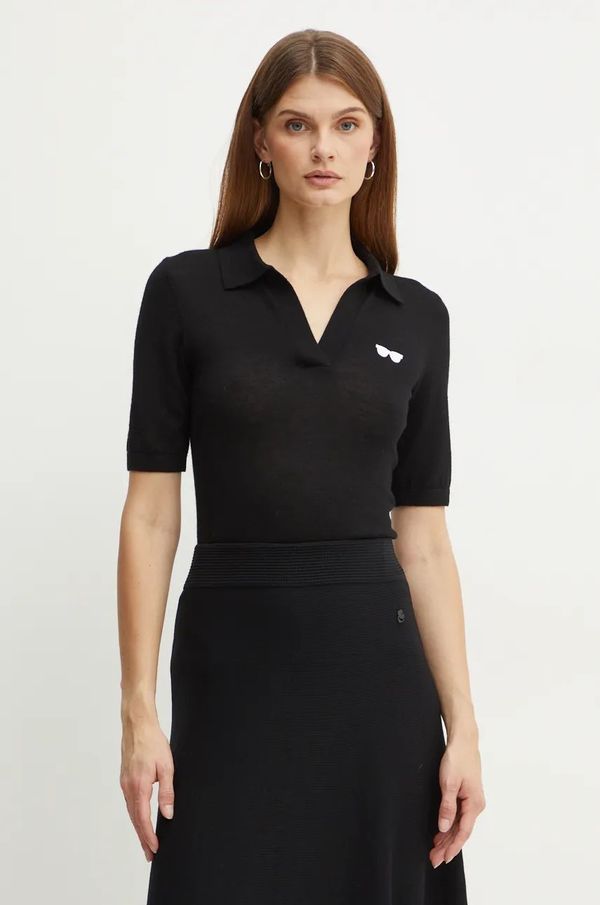 Karl Lagerfeld Vunena polo majica Karl Lagerfeld boja: crna, 246W2014