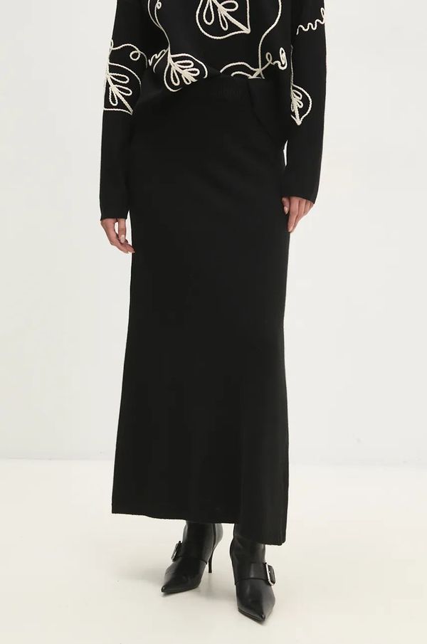 Answear Lab Vunena suknja Answear Lab boja: crna, maxi, ravna