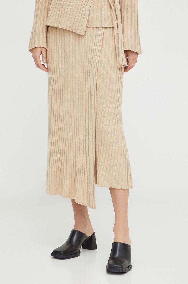 By Malene Birger Vunena suknja By Malene Birger boja: bež, midi, ravna