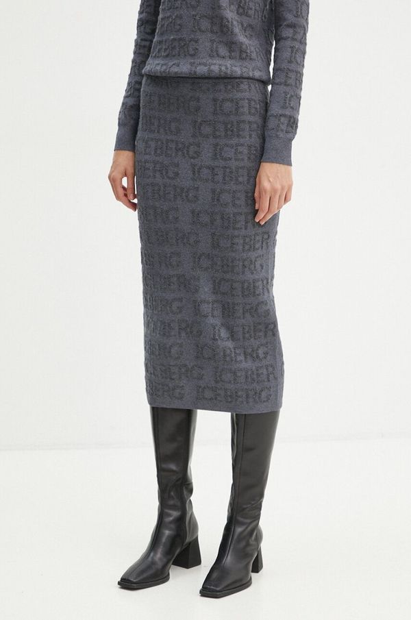 Iceberg Vunena suknja Iceberg boja: siva, midi, ravna, AC01 9030