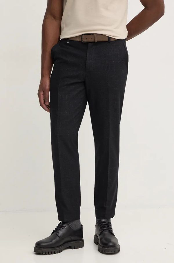 Boss Vunene hlače BOSS boja: crna, uski kroj, 50527984