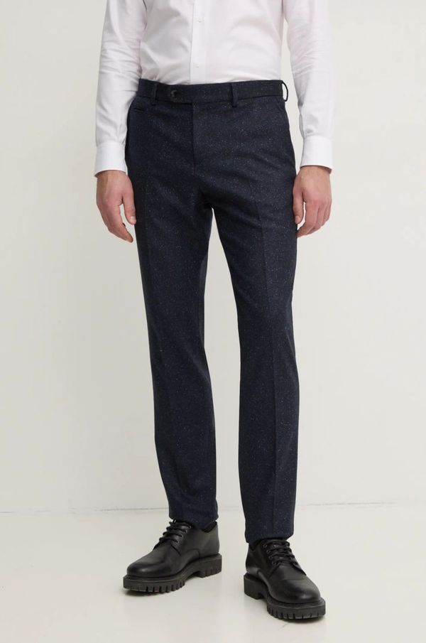 Boss Vunene hlače BOSS boja: tamno plava, uski kroj, 50528074