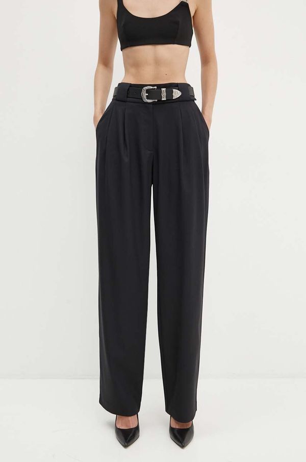 IRO Vunene hlače IRO boja: crna, široke, visoki struk, WP23ALLIRA