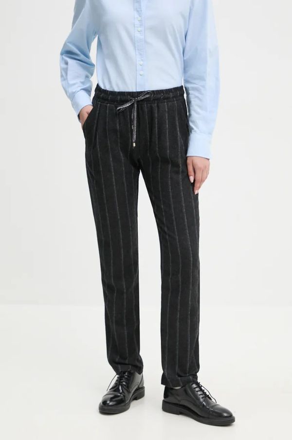 La Petite Française Vunene hlače La Petite Française PFPOLI boja: siva, ravni kroj, visoki struk