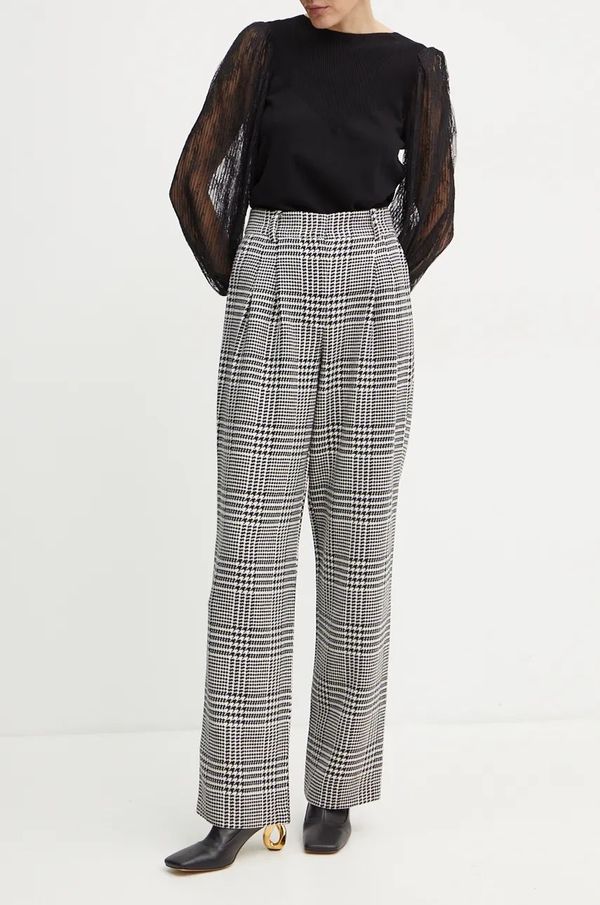 Luisa Spagnoli Vunene hlače Luisa Spagnoli ODINETTE boja: crna, ravni kroj, visoki struk, 541405