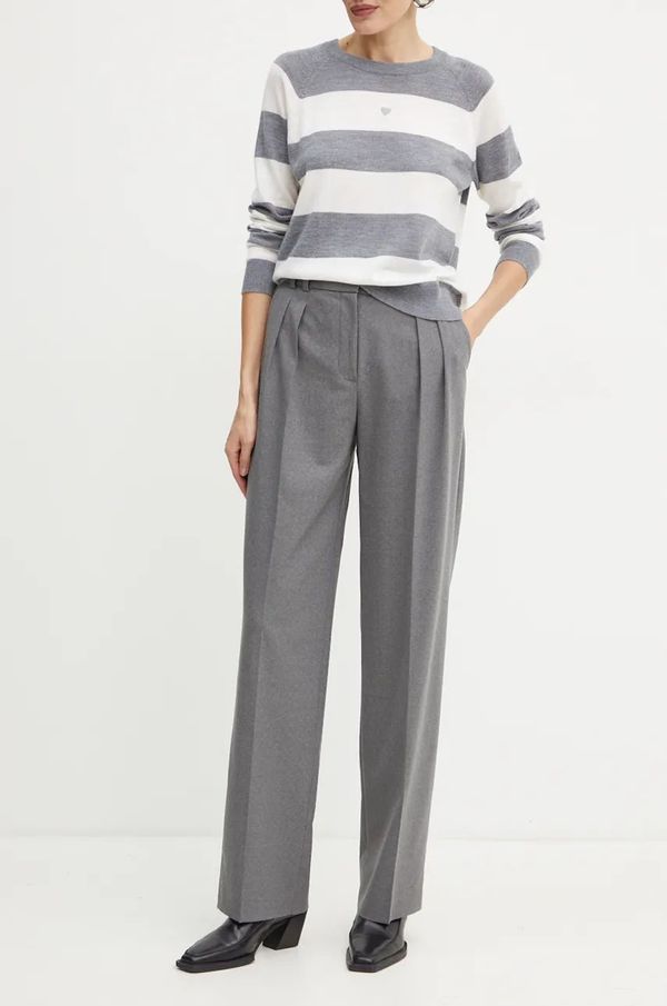 Luisa Spagnoli Vunene hlače Luisa Spagnoli OGGI boja: siva, ravni kroj, visoki struk, 541228