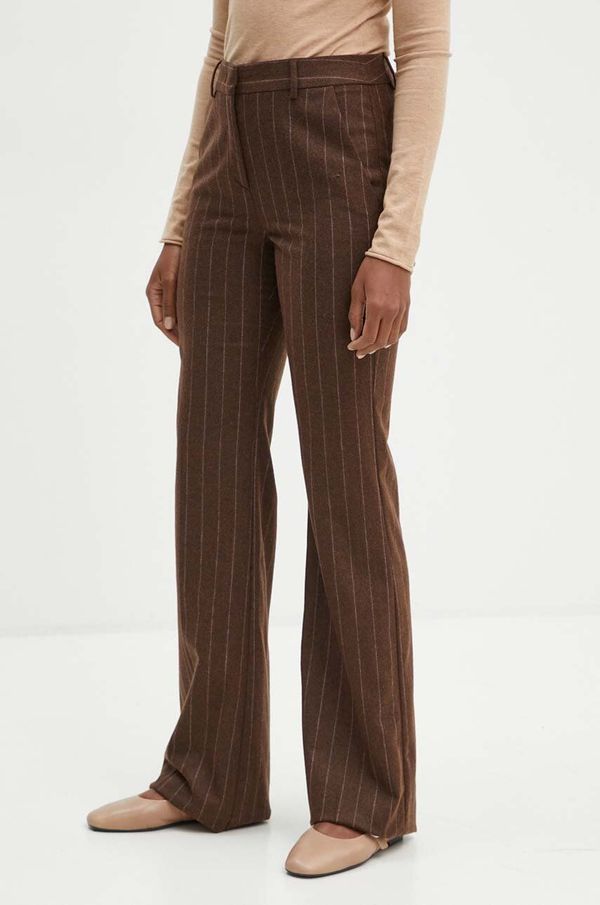 Marella Vunene hlače Marella boja: smeđa, ravni kroj, visoki struk, 2423136142200