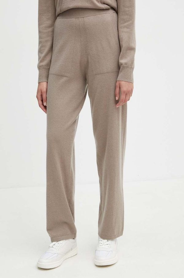 Max Mara Leisure Vunene hlače Max Mara Leisure boja: bež, ravni kroj, visoki struk, 2426336018600