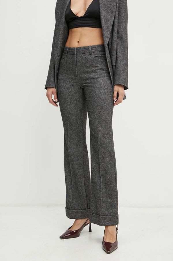 Max&Co. Vunene hlače MAX&Co. boja: siva, ravni kroj, visoki struk, 2426136124200