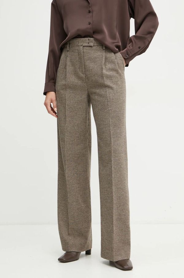 Max&Co. Vunene hlače MAX&Co. boja: smeđa, ravni kroj, visoki struk, 2426136064200