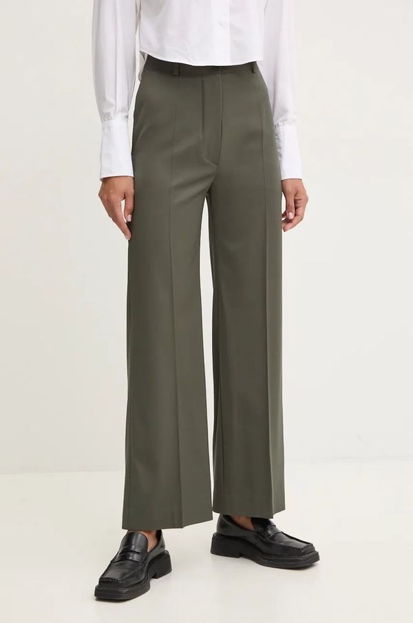 Patou Vunene hlače Patou boja: zelena, ravni kroj, visoki struk, TR0020103