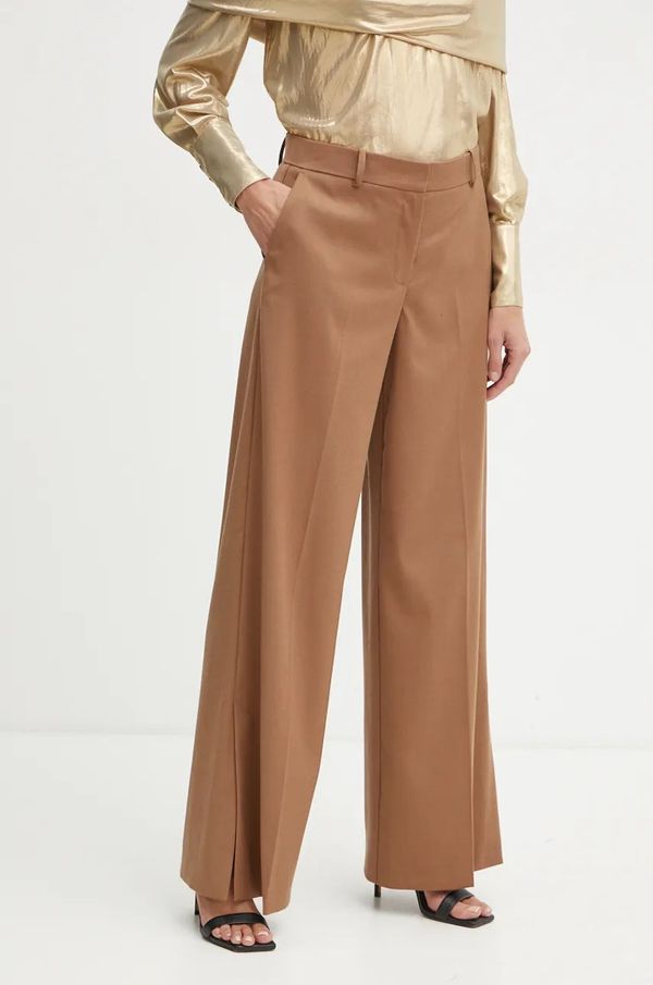 Pinko Vunene hlače Pinko boja: smeđa, trapez, visoki struk, 104459 A1B3