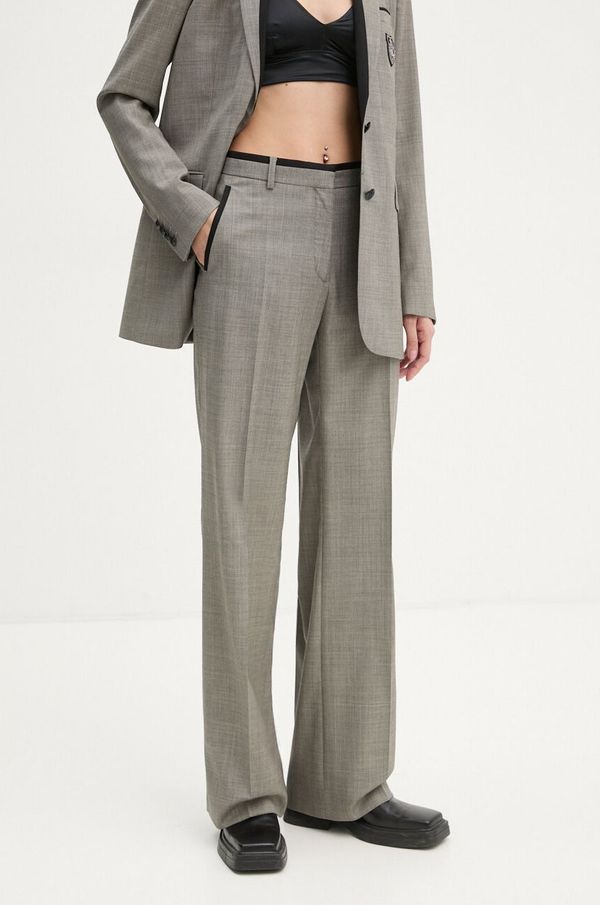 The Kooples Vunene hlače The Kooples boja: siva, ravni kroj, visoki struk, FPAN29007K