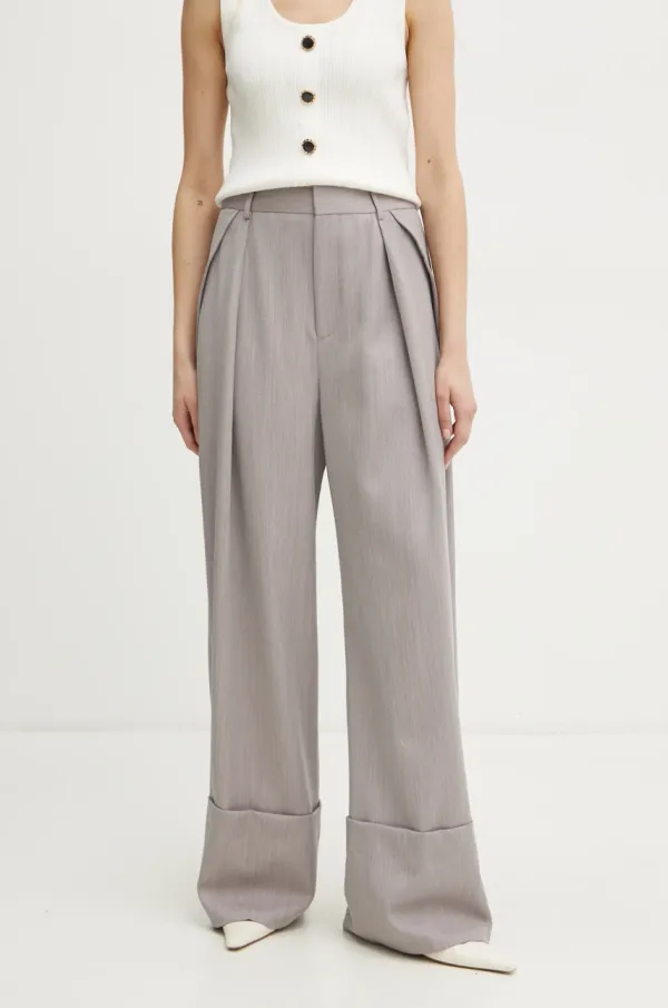 Victoria Beckham Vunene hlače Victoria Beckham boja: ljubičasta, široke, visoki struk, 1125WTR006059A