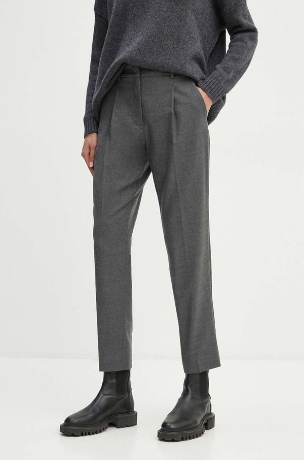 Weekend Max Mara Vunene hlače Weekend Max Mara boja: siva, ravni kroj, visoki struk, 2425136132600