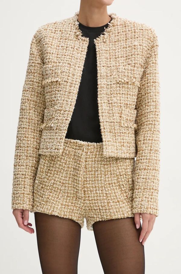 IRO Vunene kratke hlače IRO boja: zlatna, s uzorkom, srednje visoki struk, WM30CAROLINE