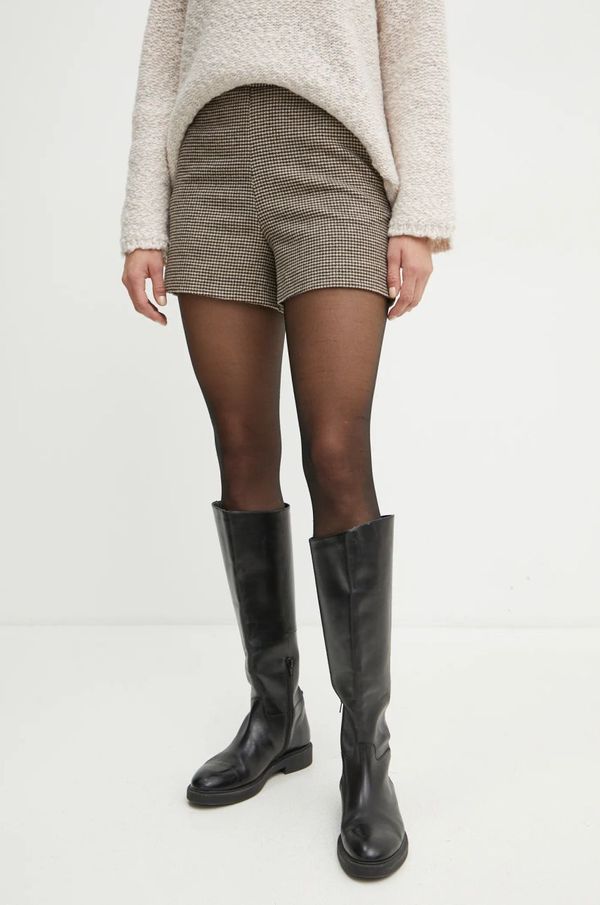 Max&Co. Vunene kratke hlače MAX&Co. boja: smeđa, s uzorkom, visoki struk, 2426146014200