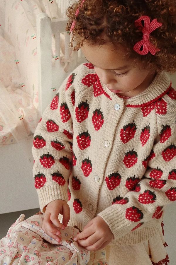 Konges Sløjd Vuneni dječji kardigan Konges Sløjd BELOU KNIT COLLAR CARDIGAN boja: bež, KS101895