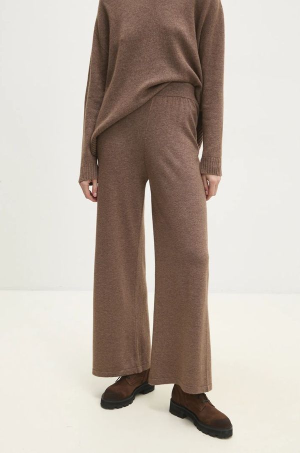 Answear Lab Vuneni donji dio trenirke Answear Lab boja: smeđa, melanž