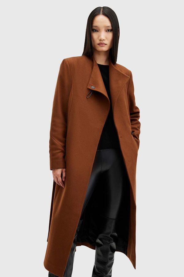AllSaints Vuneni kaput AllSaints RILEY boja: smeđa, za prijelazno razdoblje, W009OZ