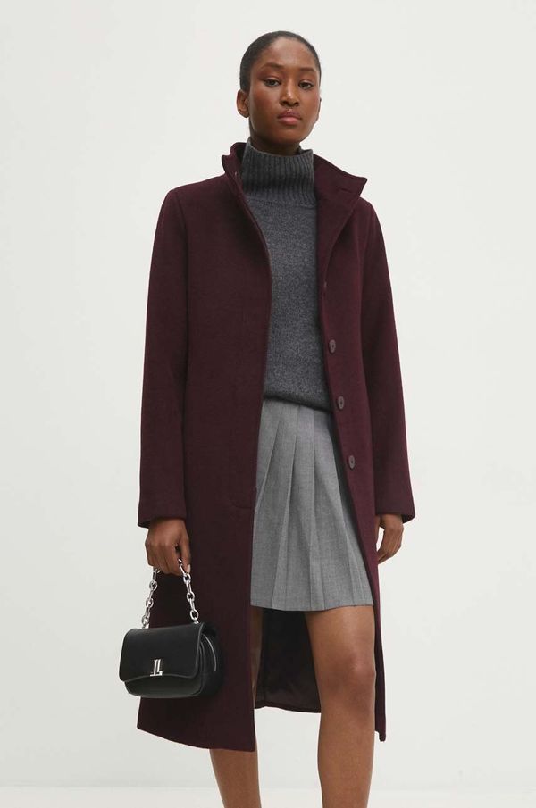 Answear Lab Vuneni kaput Answear Lab boja: bordo, za prijelazno razdoblje