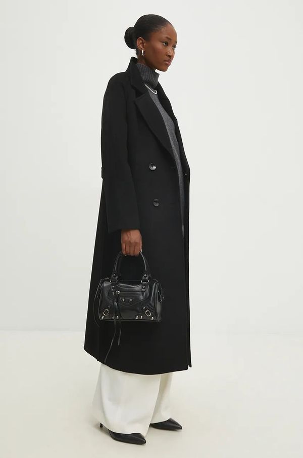 Answear Lab Vuneni kaput Answear Lab boja: crna, za prijelazno razdoblje, kopčanje u dva reda