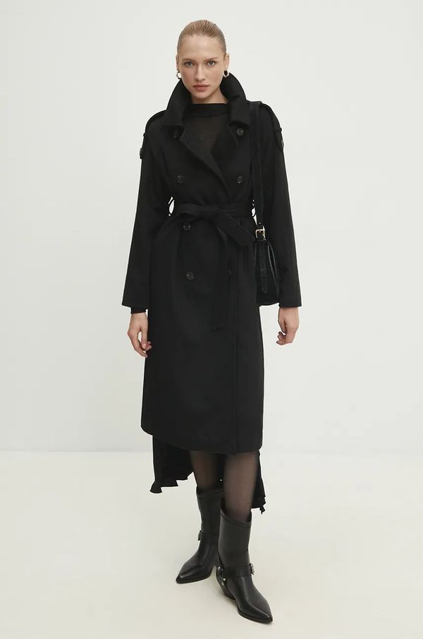 Answear Lab Vuneni kaput Answear Lab boja: crna, za prijelazno razdoblje, oversize