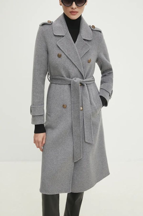 Answear Lab Vuneni kaput Answear Lab boja: siva, za prijelazno razdoblje