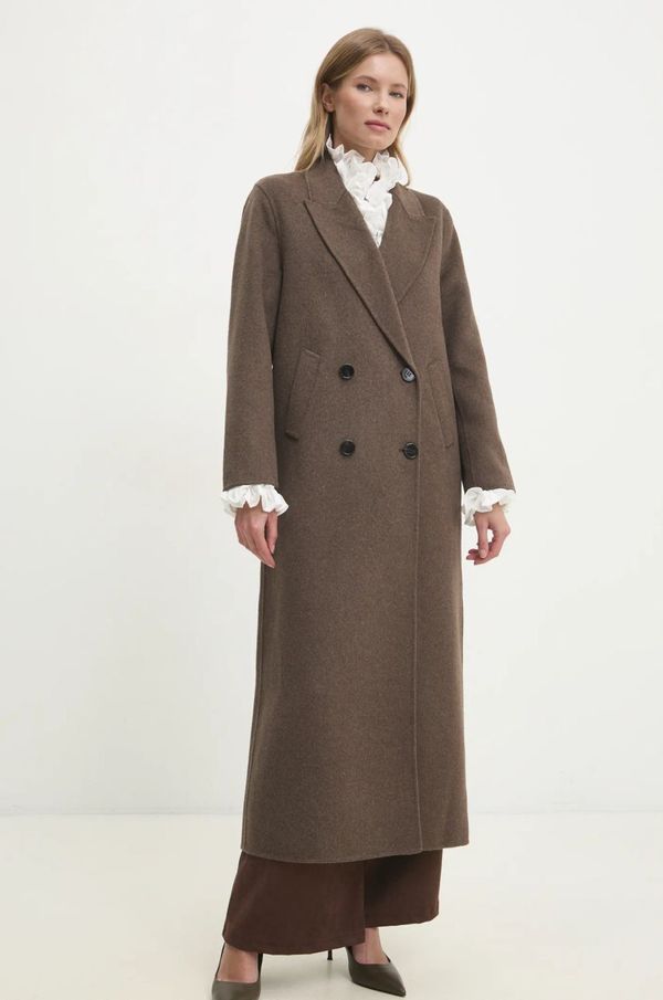 Answear Lab Vuneni kaput Answear Lab boja: smeđa, za prijelazno razdoblje, kopčanje u dva reda