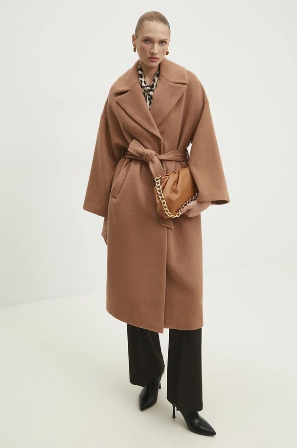 Answear Lab Vuneni kaput Answear Lab boja: smeđa, za prijelazno razdoblje, oversize