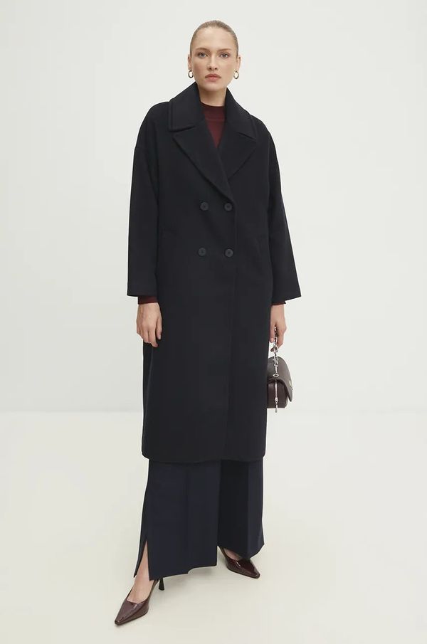 Answear Lab Vuneni kaput Answear Lab boja: tamno plava, za prijelazno razdoblje, oversize