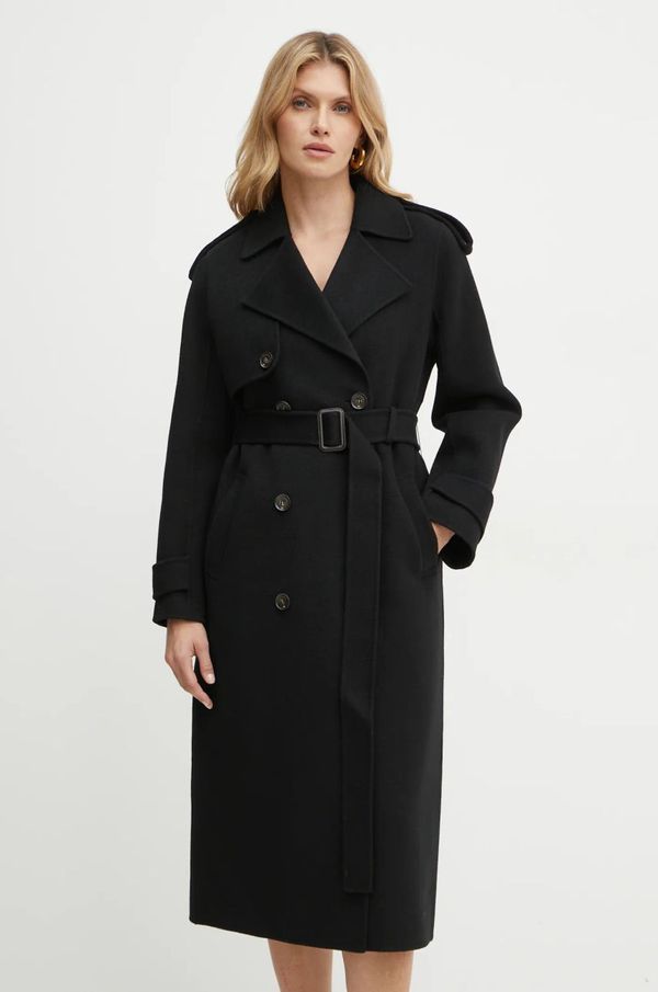 Elisabetta Franchi Vuneni kaput Elisabetta Franchi boja: crna, za prijelazno razdoblje, kopčanje u dva reda, CP57D46E2