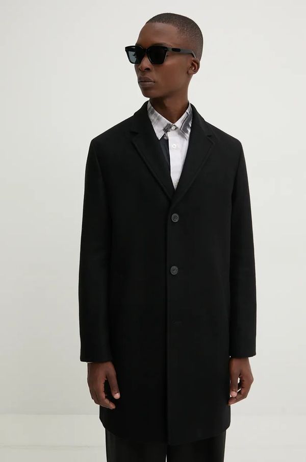 Hugo Vuneni kaput HUGO boja: crna, za prijelazno razdoblje, 50528809