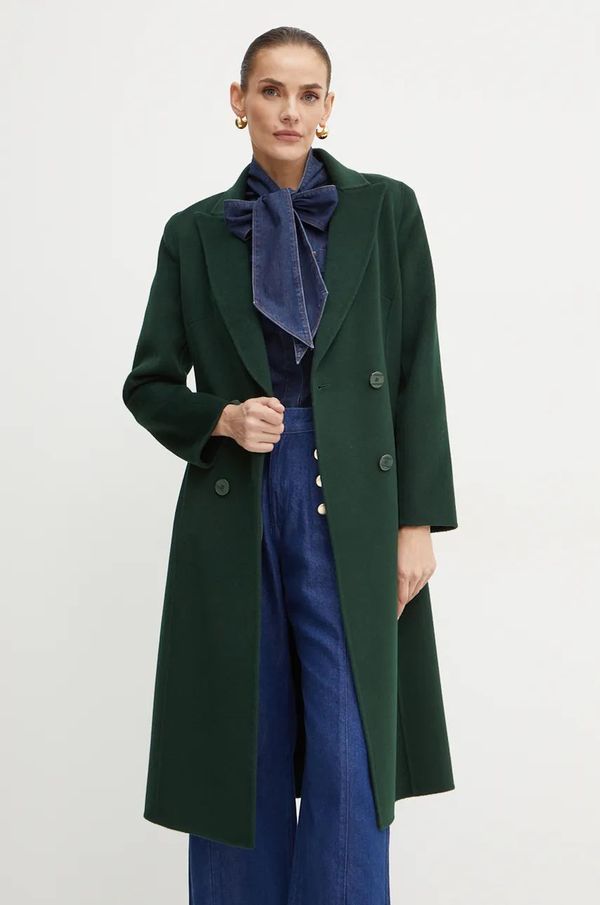 Luisa Spagnoli Vuneni kaput Luisa Spagnoli SPLENDOR boja: zelena, za prijelazno razdoblje, kopčanje u dva reda, 541203