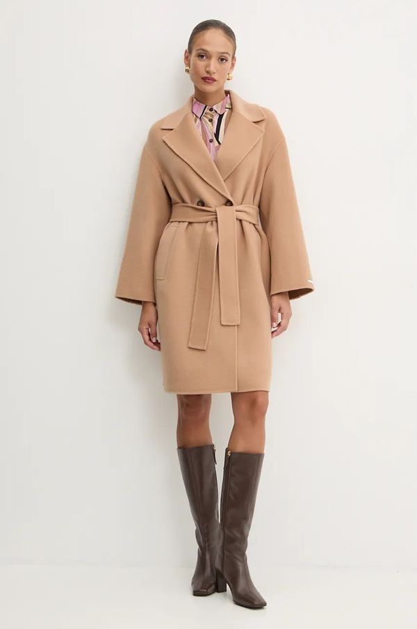 Marella Vuneni kaput Marella boja: bež, za prijelazno razdoblje, oversize, 2423016011200