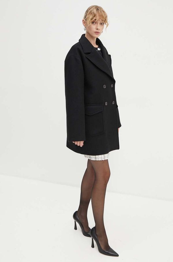 Moschino Jeans Vuneni kaput Moschino Jeans boja: crna, za prijelazno razdoblje, oversize, A0612 8717