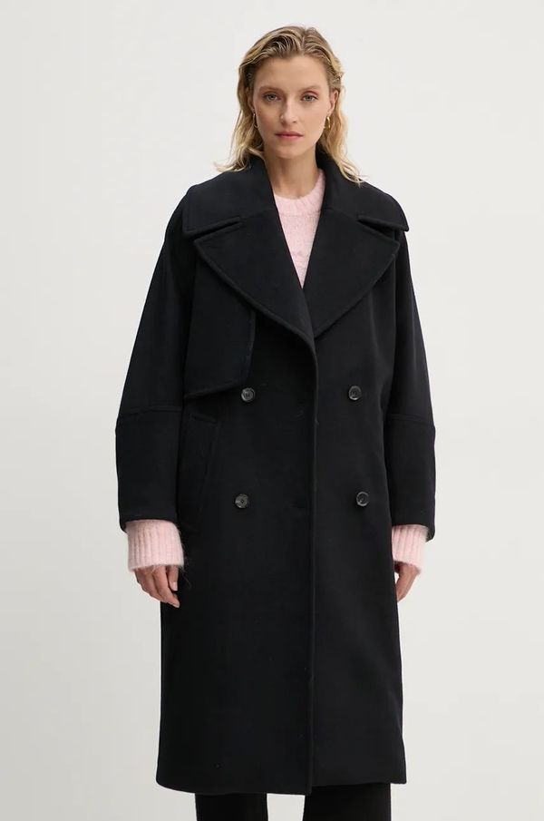 MUNTHE Vuneni kaput MUNTHE TELLY boja: crna, za prijelazno razdoblje, kopčanje u dva reda, 243153324340