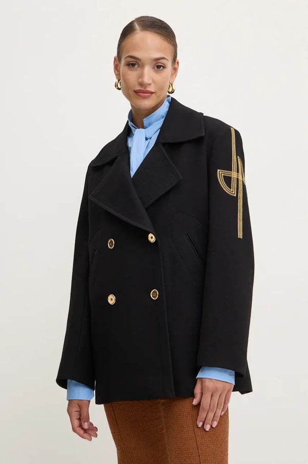 Patou Vuneni kaput Patou boja: crna, za prijelazno razdoblje, kopčanje u dva reda, CO0010001