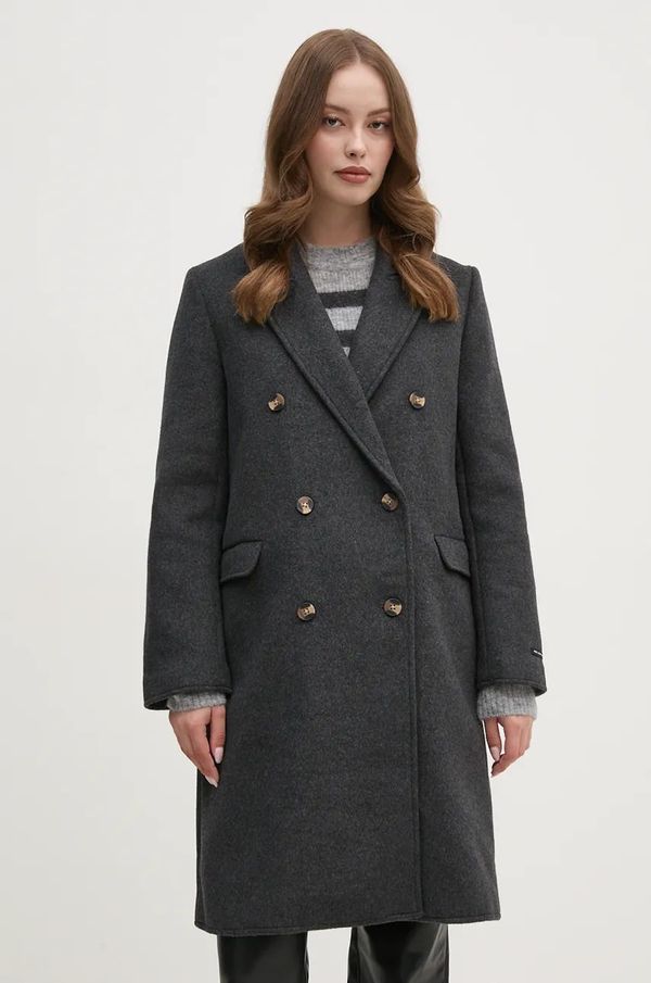 Pepe Jeans Vuneni kaput Pepe Jeans BETH boja: siva, za prijelazno razdoblje, kopčanje u dva reda, PL402473