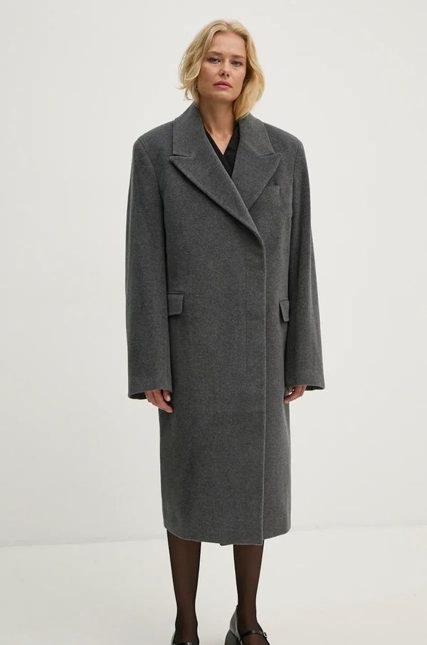 Remain Vuneni kaput Remain Heavy Wool Long Coat boja: siva, za prijelazno razdoblje, kopčanje u dva reda, 501889514