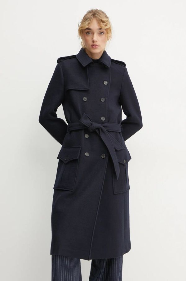 The Kooples Vuneni kaput The Kooples boja: tamno plava, za prijelazno razdoblje, kopčanje u dva reda, FTRE29003K