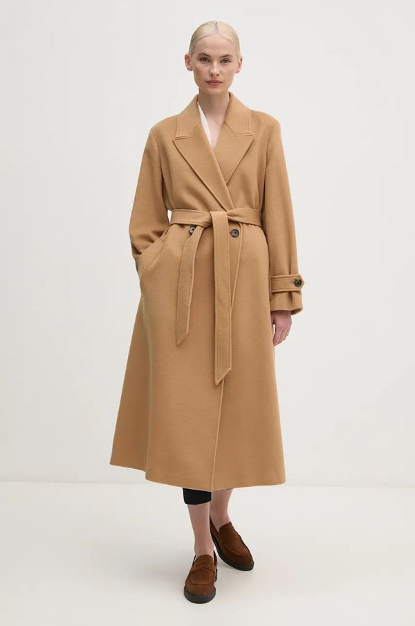 Tommy Hilfiger Vuneni kaput Tommy Hilfiger boja: bež, za prijelazno razdoblje, kopčanje u dva reda, WW0WW43602